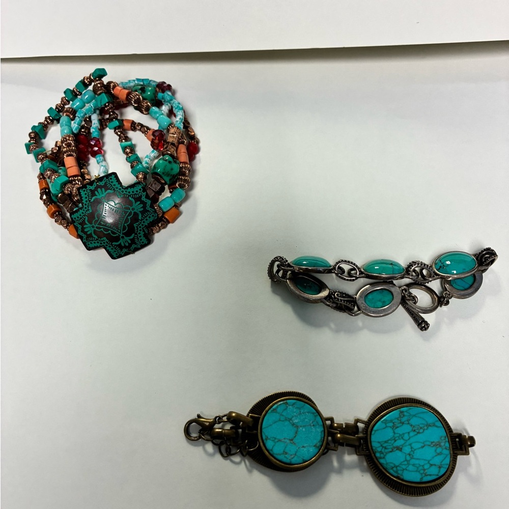 Turquoise and Silver Multi-Bracelet Set
